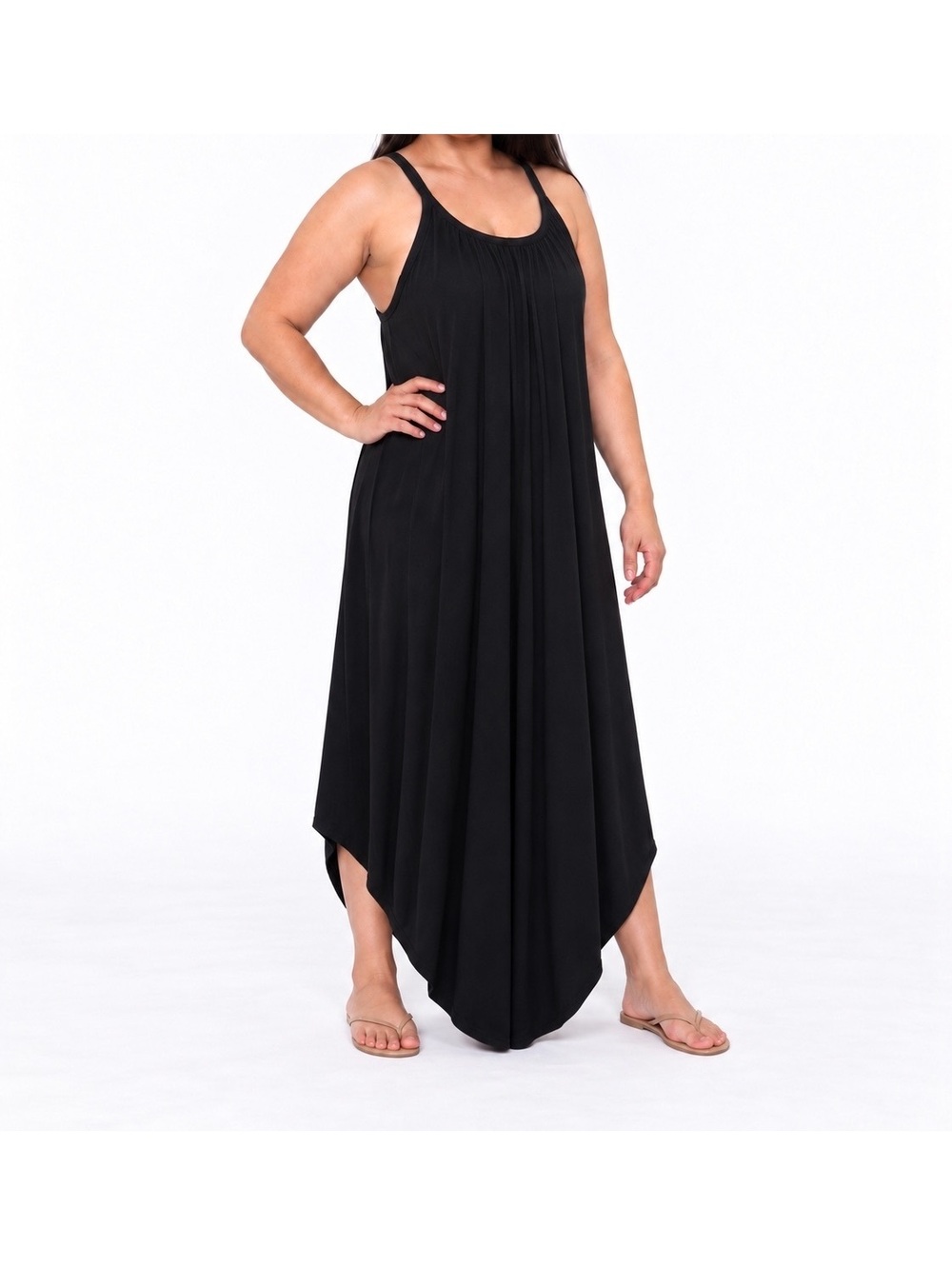Double Zero Black Maxi Dress Large Sleeveless Scoop Neck Flowy